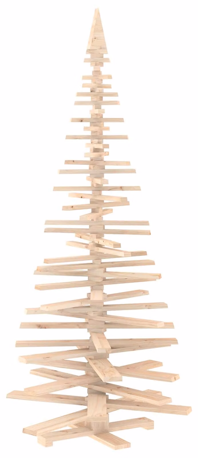Albero di Natale in legno KOTKA, 240 cm, realizzato in legno di pino massello, aspetto naturale