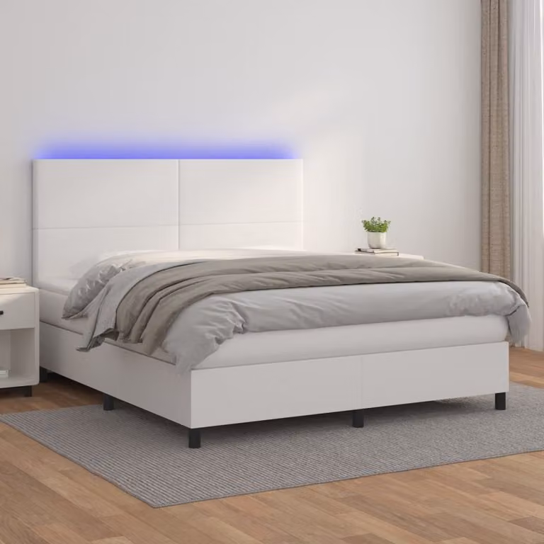 Maison Exclusive - Giroletto Molle con Materasso e LED Bianco 160x200cm Pelle finta
