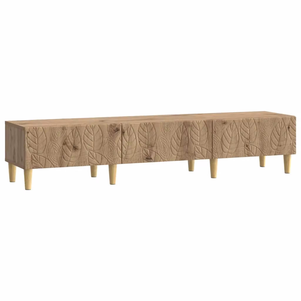 Mobile TV in Rovere Artigianale Marrone con Design Vintage L: 147 cm, P: 34,5 cm, H: 30 cm – 2