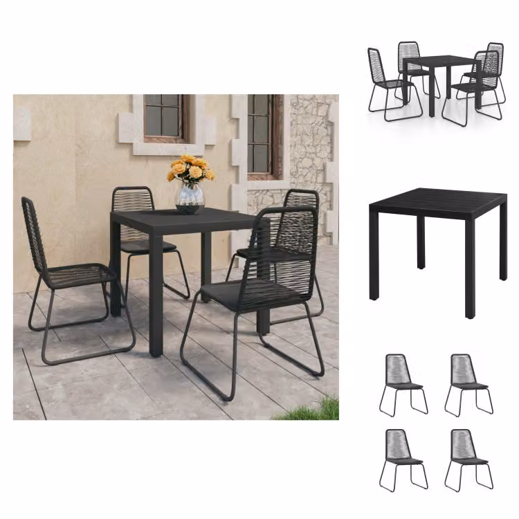 vidaXL Set da pranzo da giardino 5 pezzi in PVC rattan nero - Set di mobili da giardino