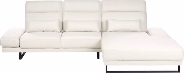 Divano angolare Beliani moderno in tessuto bianco con funzione letto, schienale regolabile e cuscini inclusi, lato sinistro