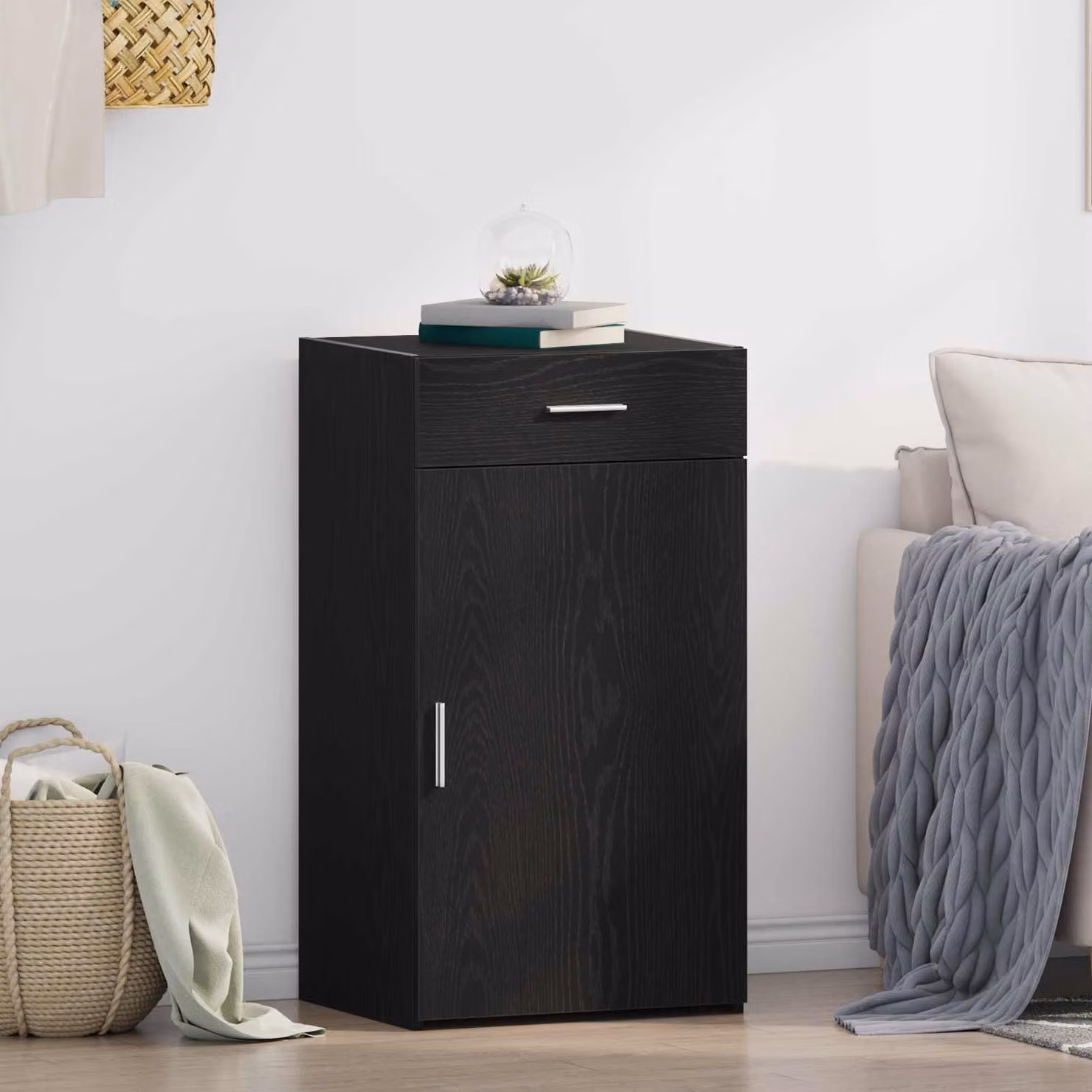 Credenza moderna vidaXL in rovere nero L: 50 cm, P: 42,5 cm, H: 93 cm
