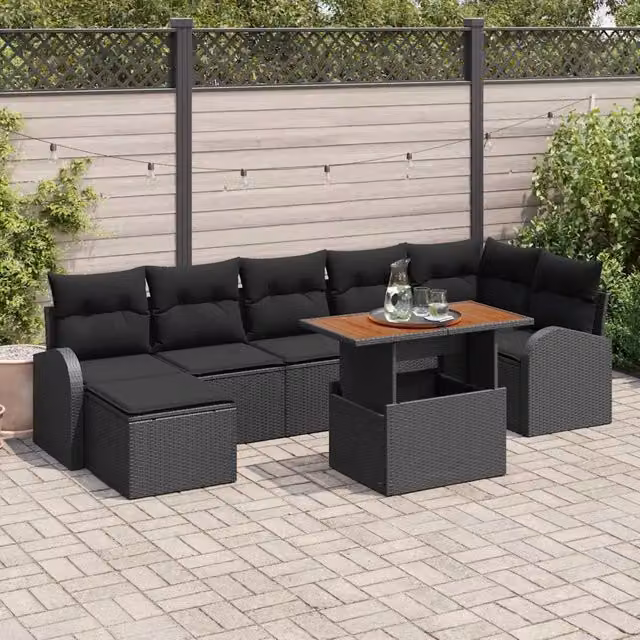 Set Divano da Giardino 8 pz Nero 3349617