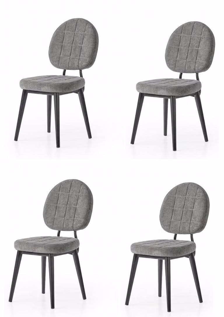 Set da sala da pranzo: 4 sedie grigie, comode, morbide, in tessuto, moderne ed eleganti