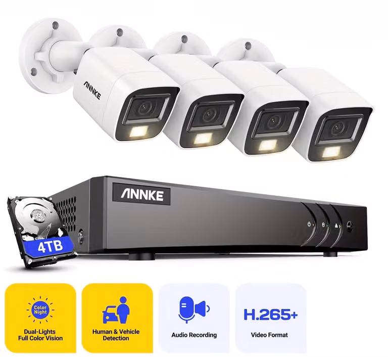 Telecamera di sicurezza – 3K 5MP Ultra HD – Visione notturna con doppia illuminazione e audio – Per uso esterno – Rilevamento del movimento con intelligenza artificiale