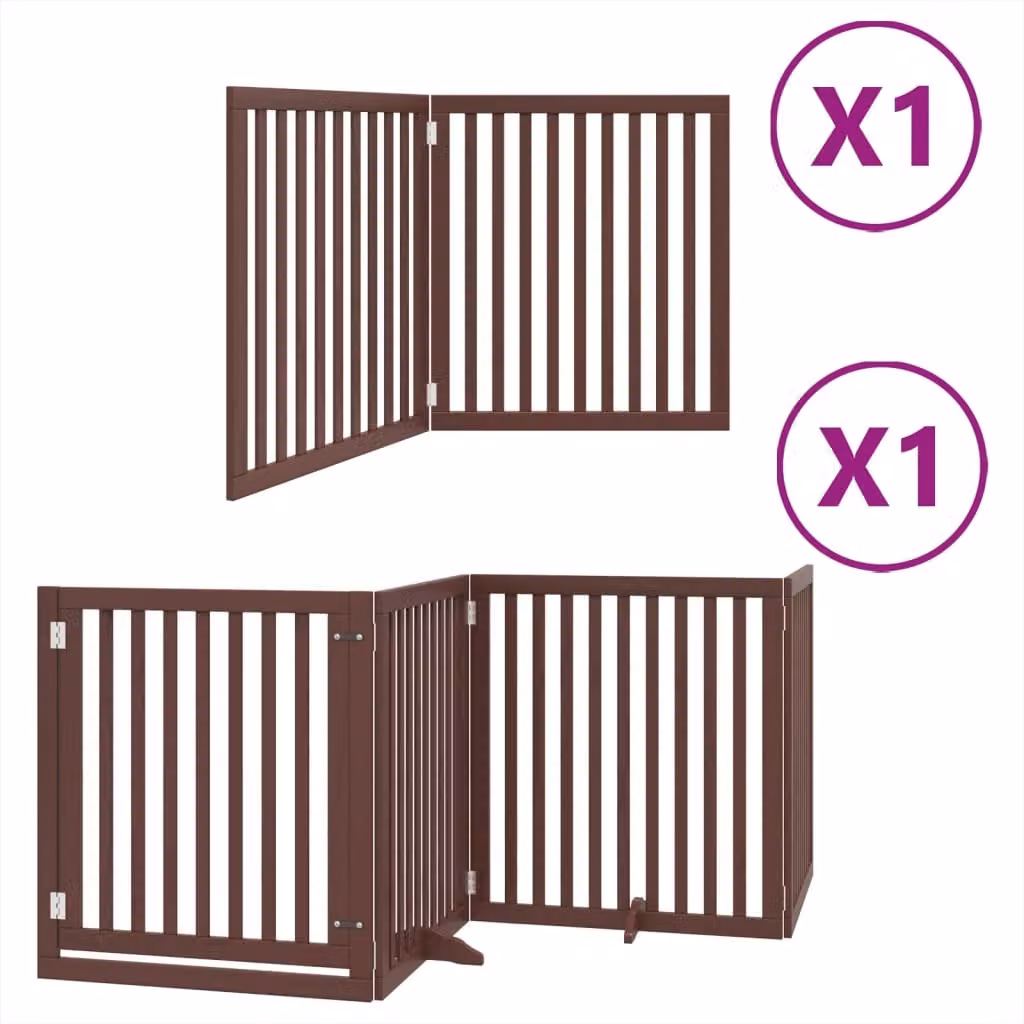 Cancello Cani Porta Pieghevole Marrone 6 Pannelli 480cm Pioppo