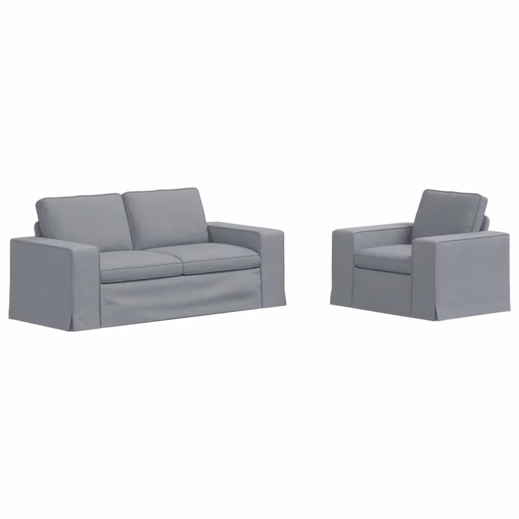 Set di divani angolari a L vidaXL in tessuto moderno grigio e nero con struttura in metallo e coperture rimovibili – 2