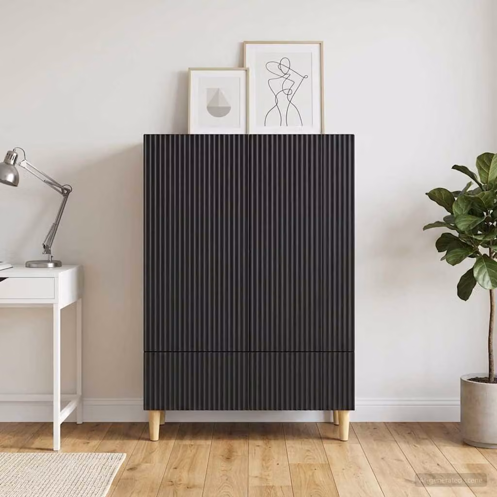 Credenza moderna vidaXL in legno ingegnerizzato nero L: 66 cm, P: 34,5 cm, H: 95 cm