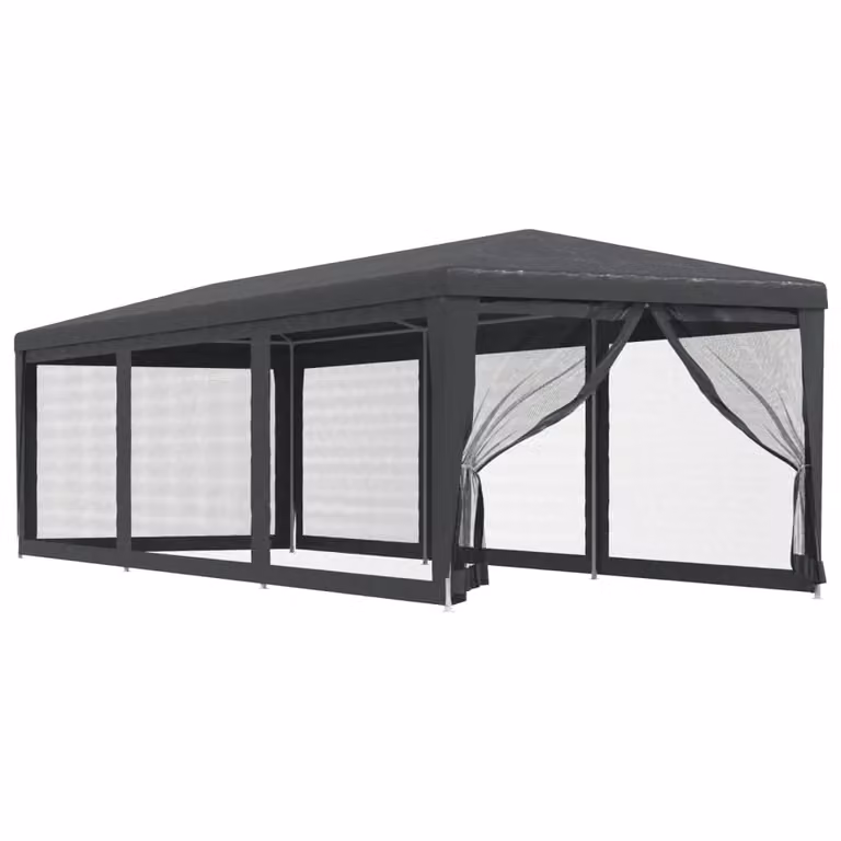 Tenda per Feste con 8 Pareti in Rete Antracite 3x9 m in HDPE