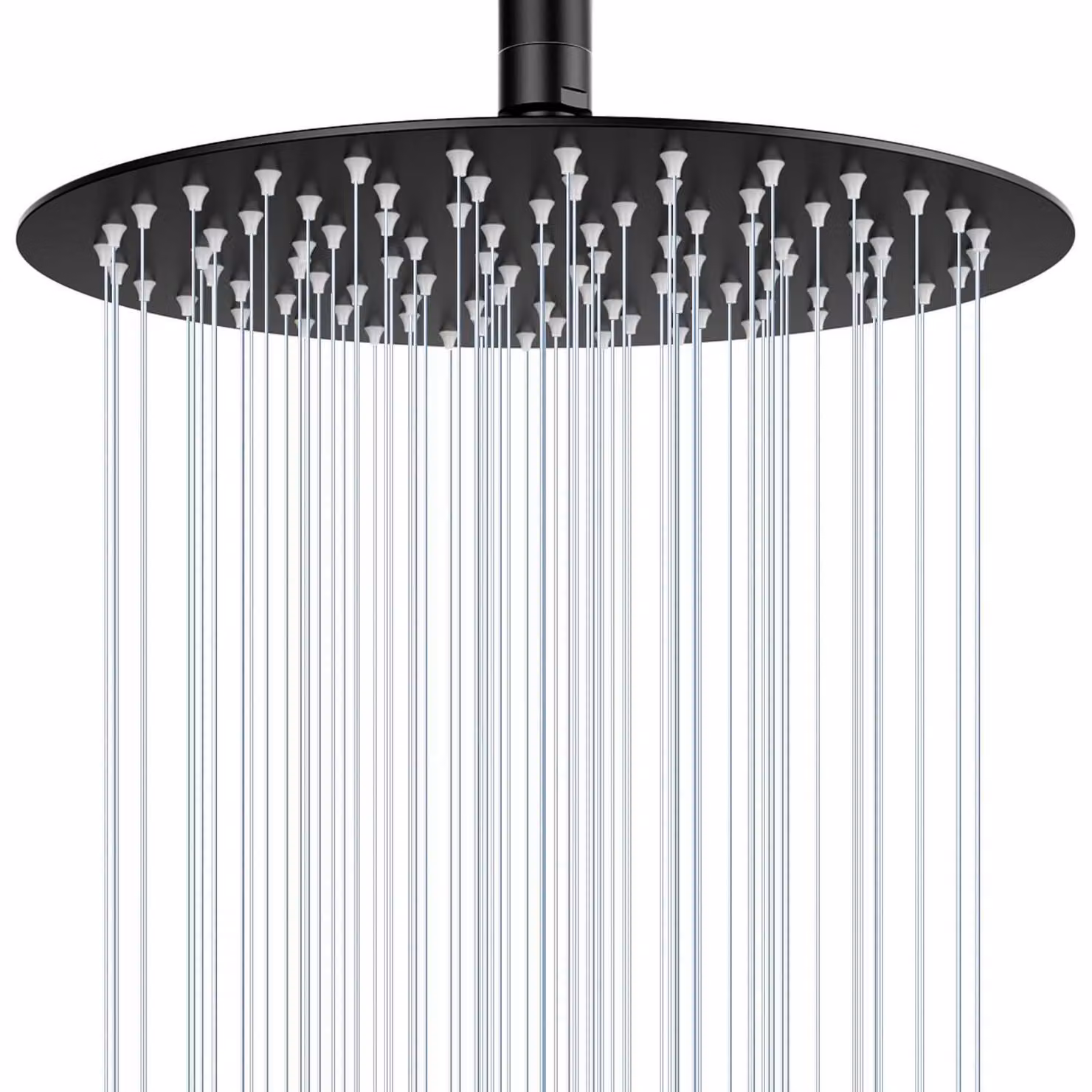 Doccia a pioggia, diametro 25 cm, nera, interamente in metallo, acciaio inossidabile 304, a risparmio idrico, con ugelli in silicone anti-intasamento