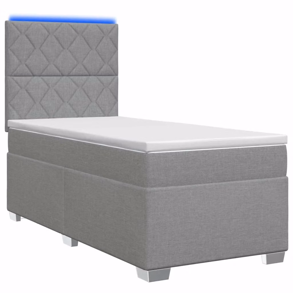Letto box spring con materasso vidaXL Grigio Chiaro L: 80 cm, P: 200 cm, H: 140 cm con base a sollevamento, illuminazione sottostante e porta USB – 2