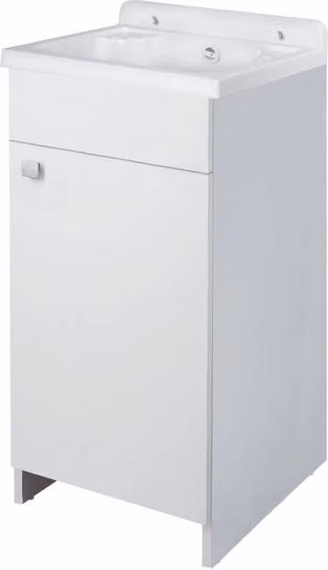 Lavatoio salvaspazio in legno con mini pilozzo e griglia, kit per interni ed esterni, colore bianco, L: 79,5 cm, P: 42,5 cm, H: 34,5 cm