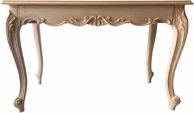 Scrivania classica barocca con 1 cassetto in legno grezzo Mobili 2G L: 121 cm, P: 62 cm, H: 79 cm – 4