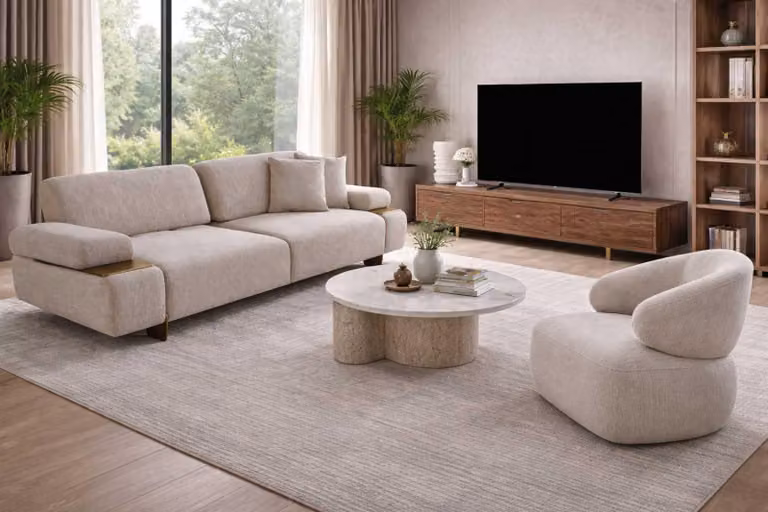Modernes Graues Polstersofa Stilvoller Textilsessel 2tlg Garnitur