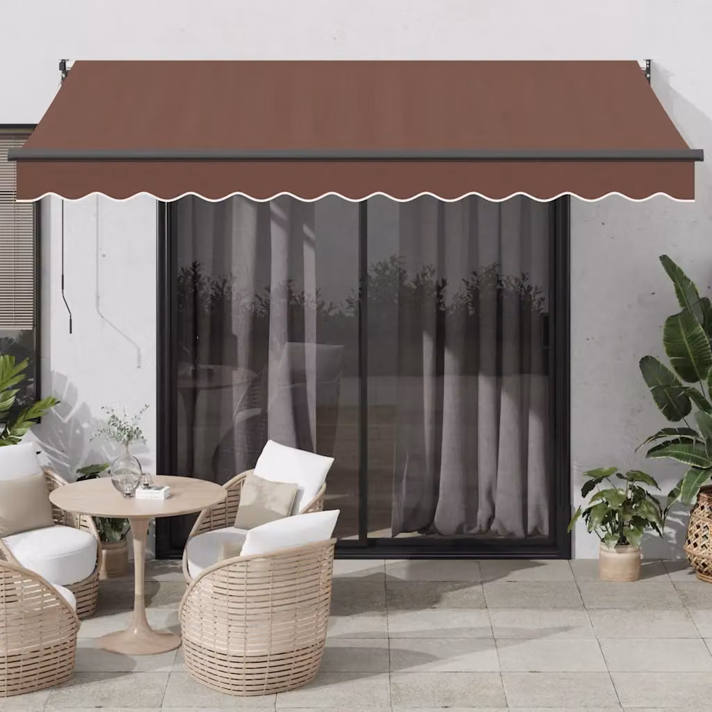 Tenda da Sole Retrattile Automatica con Motore vidaXL in Alluminio e Poliestere, Marrone, L: 350 cm, P: 250 cm