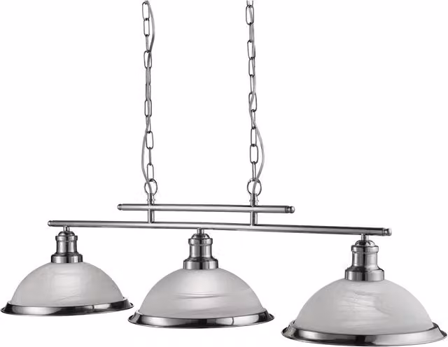 Lampadario Contemporaneo Bistro Acciaio Argento Vetro 3 Luci E27