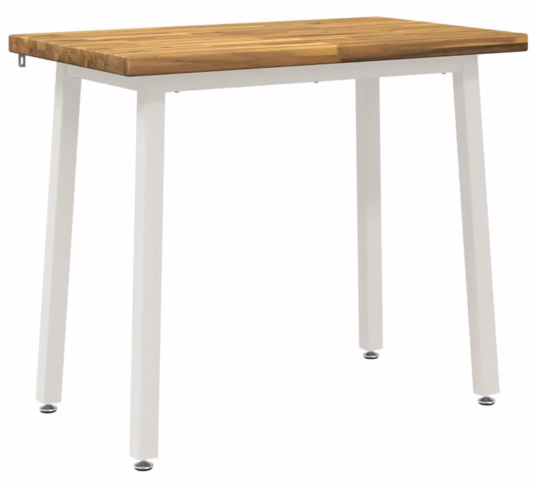 90 x 55 x 75 cm. Struttura in legno massello di acacia, finitura bianca, angoli retti