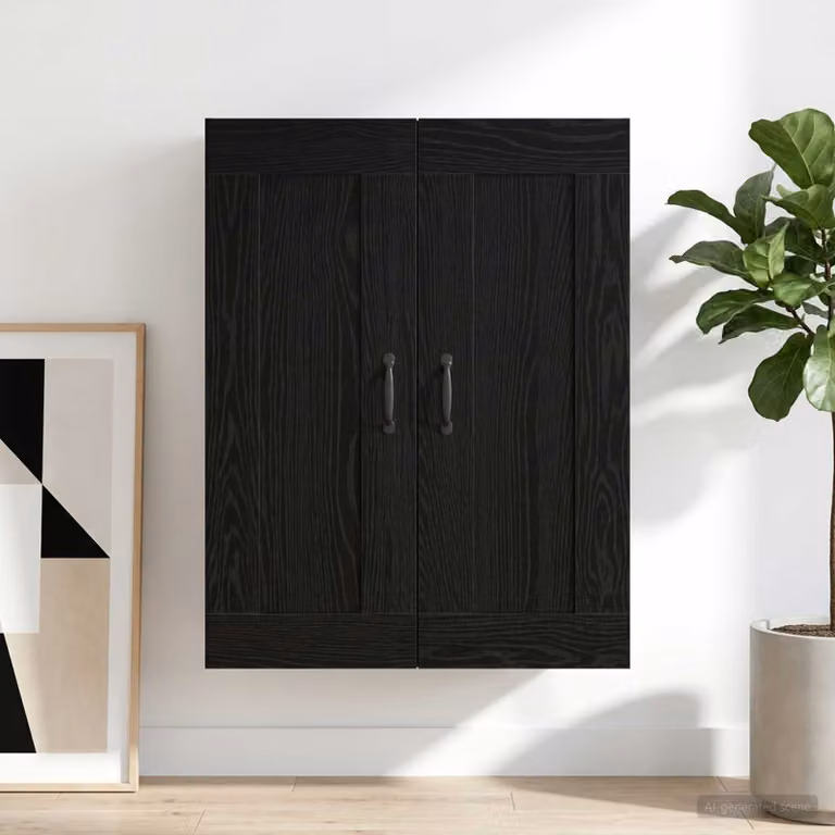 Armadietto a muro moderno vidaXL in legno nero opaco L: 69,5 cm, P: 34 cm, H: 90 cm