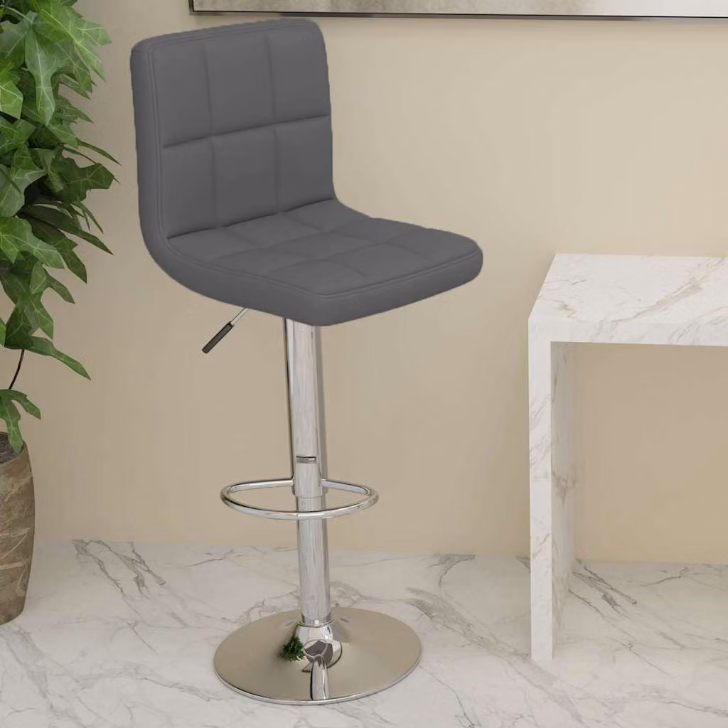 Sgabello da bar vidaXL moderno in similpelle grigio con struttura in metallo