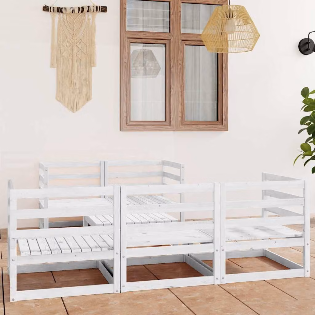 Set di divani da giardino vidaXL in legno massello di pino bianco, 6 pezzi