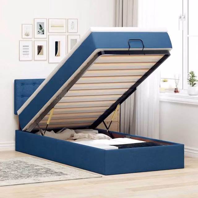 Pouf Letto VIDAXL con Materasso, Illuminazione LED Sotto il Letto e Porta USB, L/P/H: 90 x 200 x 44 cm, Colore Blu, Grigio o Bianco – 1