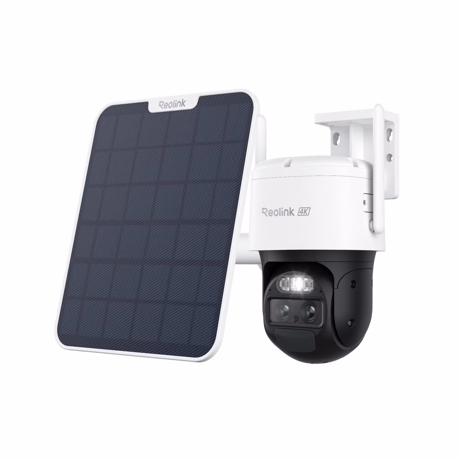 Reolink TrackMix+Pannello solare, telecamera di sicurezza per esterni con batteria da 8MP 4K, Wi-Fi 6 a doppia banda, Dual-Tracking e Dual-View, Pan & Tilt e Auto-Zoom