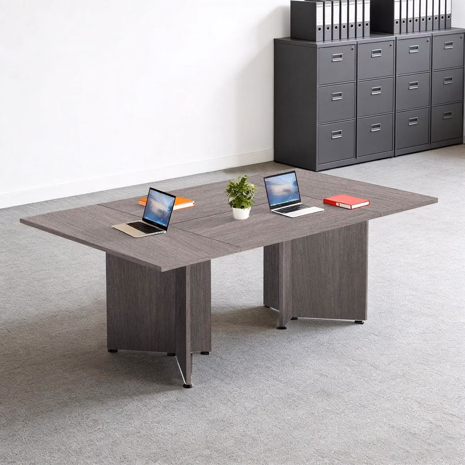 Tavolo da conferenza modulare, estendibile, dimensioni 480x100x74 cm, colore grigio scuro