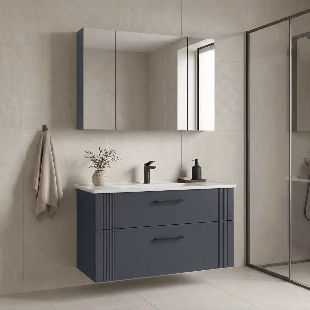 Set mobile lavabo con specchio Hanah Home Bari 100 v2, Antracite opaco, L/P/H: 100 x 45 x 55 cm – 2