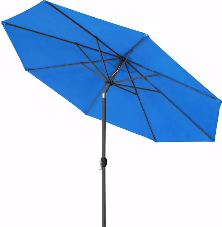 Ombrellone da giardino o balcone, diametro 3,5 metri, colore blu, pieghevole con manovella, protezione UV, struttura color antracite