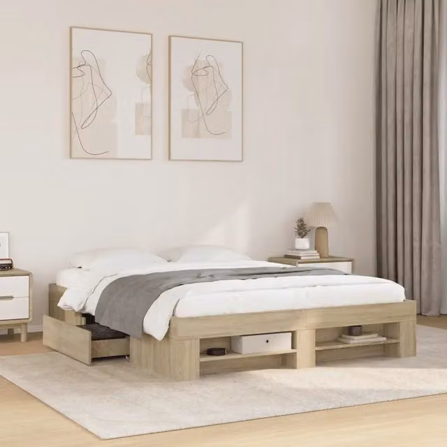 Giroletto senza Materasso-Struttura Letto Rovere Sonoma 160x200cm in Truciolato 406037