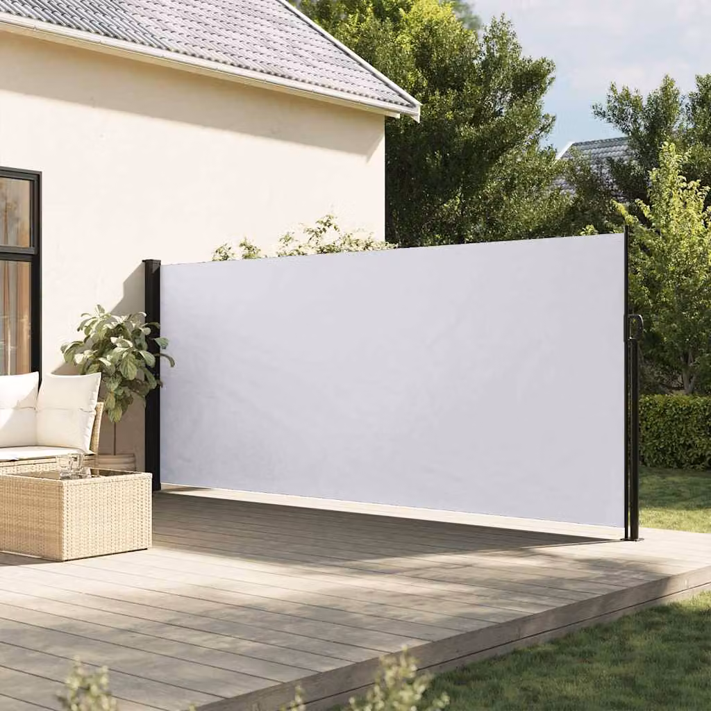 vidaXL Tenda Laterale Retrattile Manuale in Poliestere e Acciaio, Colore Bianco, L 300 x H 170 cm