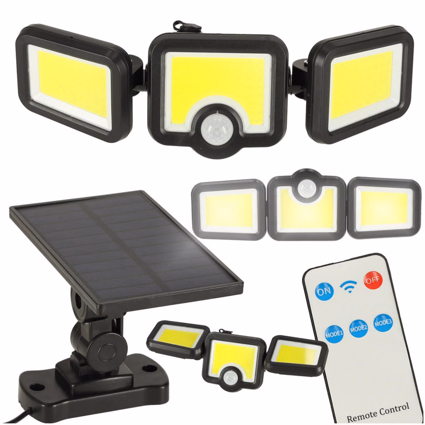 Lampada solare LED 3-in-1 con sensore di movimento e di luminosità crepuscolare