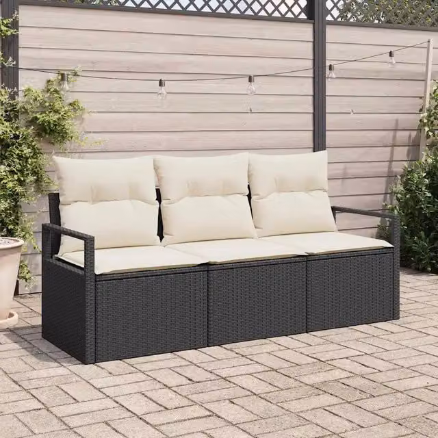 Set di divani 3 pz Nero polyrattan 3346237