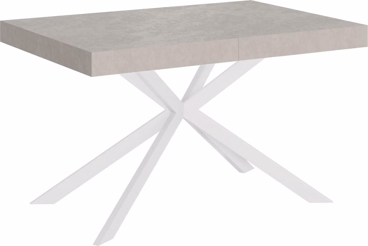 ITYHOME - Tavolo allungabile 120/204x80 cm Plaker cashmere gambe bianche