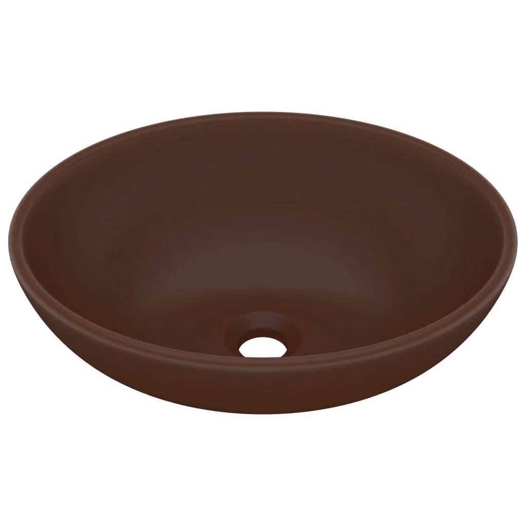 Lavandino Lusso Ovale Marrone Scuro Opaco 40x33 cm in Vetroceramica