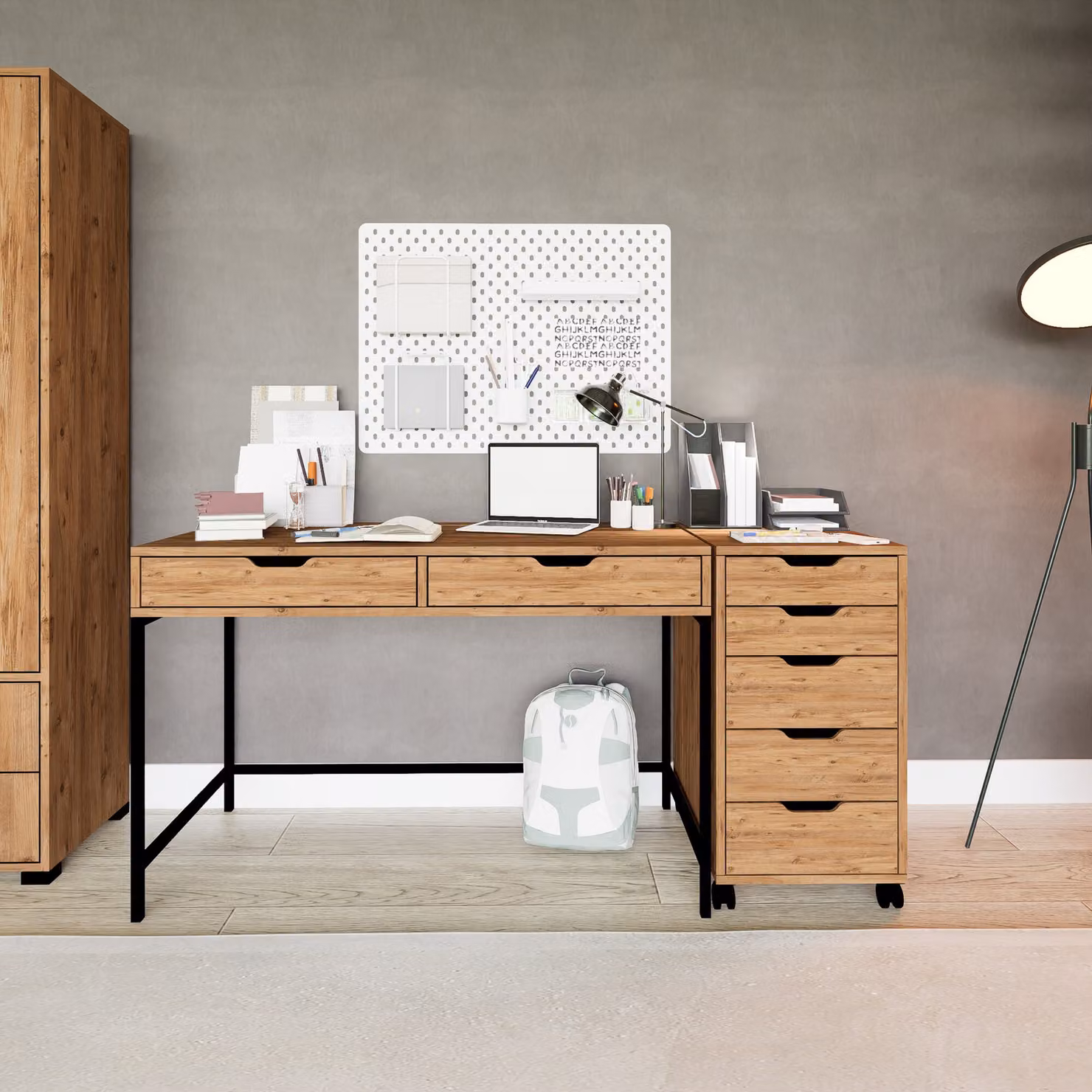 Skye Decor, scrivania di alta qualità, 160 x 77,4 x 55 cm, pino atlantico, pannello truciolare rivestito al 100% in melamina, spessore 18 mm | Perfetta per l'home office moderno e gli studi, design elegante.