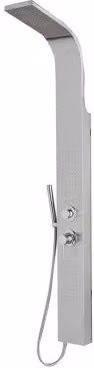 Pannello doccia multifunzione INBAGNO in acciaio inox spazzolato argento con getti massaggianti, doccetta a mano e deviatore, H: 157,5 cm, L: 15,0 cm, P: 43,5 cm