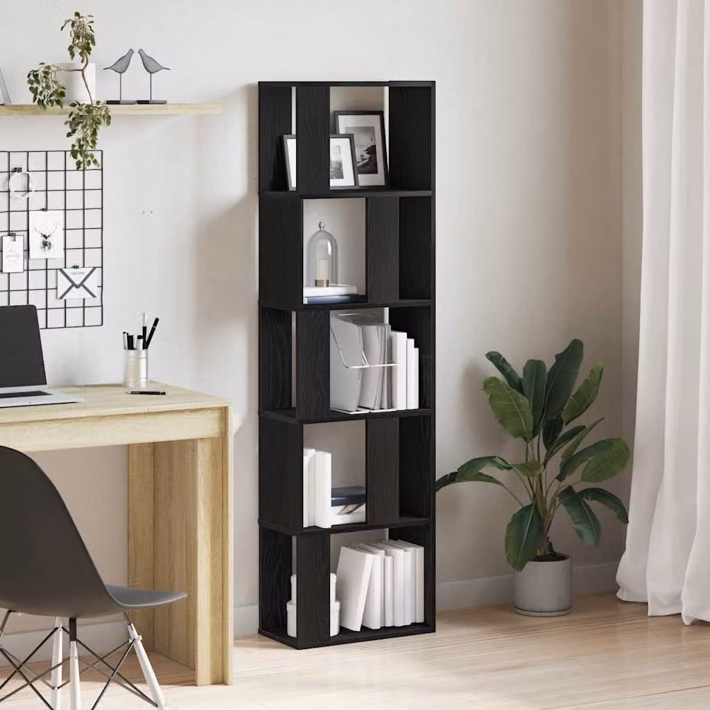 Libreria divisorio vidaXL in legno multistrato e MDF, colore nero, H 159 x L 45 x P 24 cm