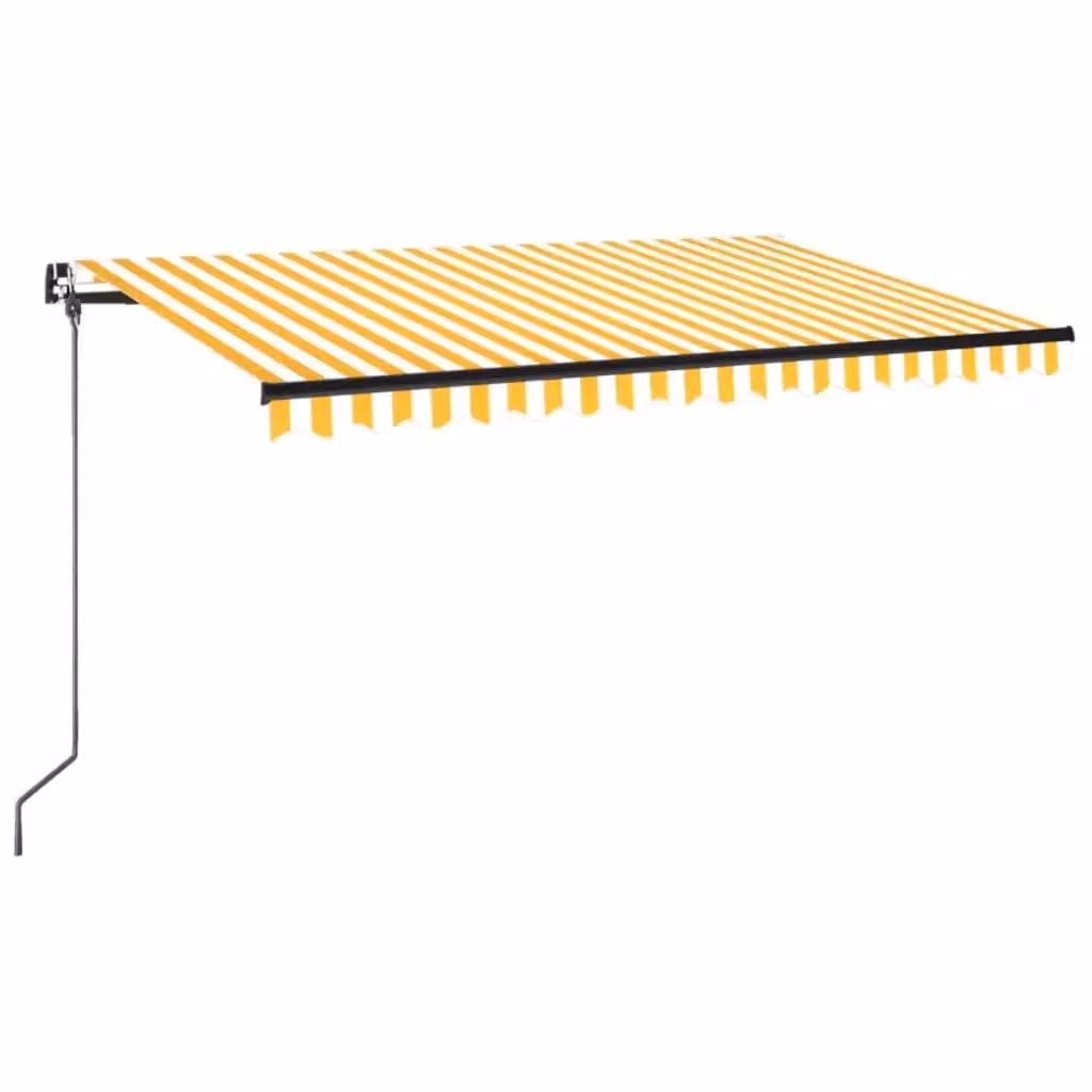 Tenda da sole retrattile manuale Videx con bracci a scomparsa in alluminio e tessuto in poliestere, colori giallo, bianco e antracite, L: 450 cm x P: 350 cm – 2