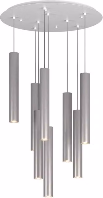 Lampadario Industrial-Minimal Xeana Metallo Bianco Alluminio 8 Luci Gu10