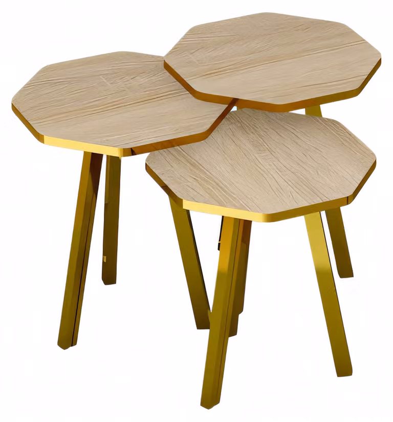 Elegantes braunes Couchtisch-Set aus Holz und Metall