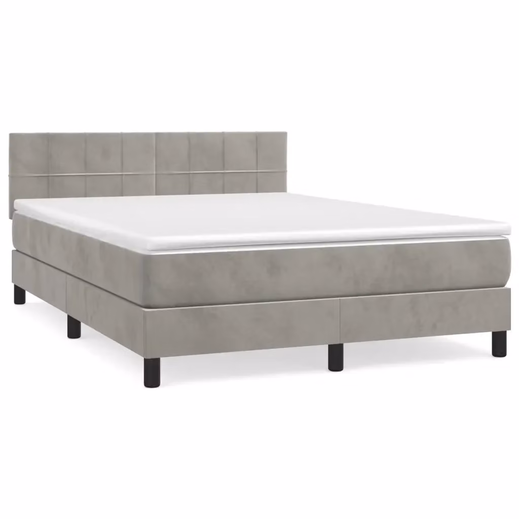 Letto Ibrido con Giroletto a Molle e Materasso vidaXL in Velluto Grigio e Bianco L/P/H: 200 x 140 x 88 cm – 2