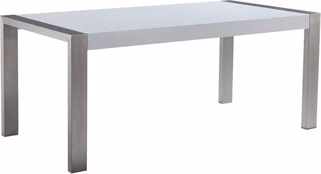 Tavolo da pranzo Beliani rettangolare moderno con piano in MDF laminato lucido bianco e struttura in metallo, L: 180 cm, P: 90 cm, H: 75 cm