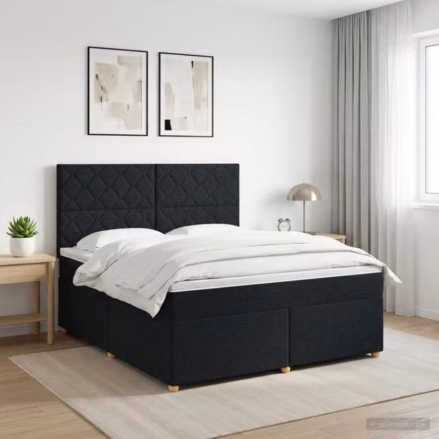 Letto box spring con materasso ibrido vidaXL in tessuto nero L: 160 cm, P: 200 cm, H: 140,5 cm – 1