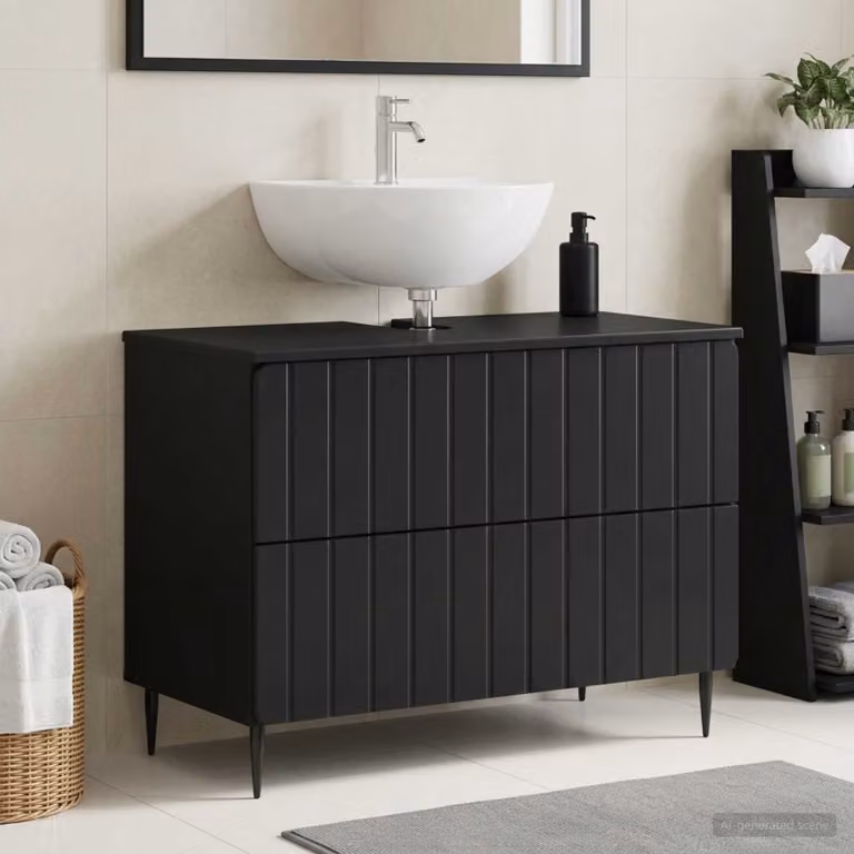 Armadio per lavabo da bagno vidaXL ZWOLLE moderno nero L: 82 cm, P: 41 cm, H: 58,5 cm
