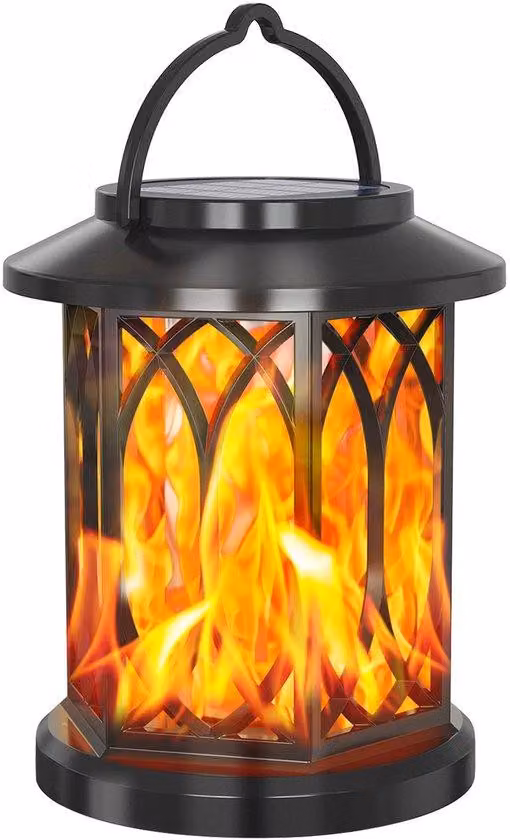 Lampada solare da esterno, con fiamma tremolante migliorata; lampada solare da esterno impermeabile, lampada a sospensione decorativa; lampada solare adatta per cortili, vialetti, alberi e decorazioni da giardino; esclusiva per Natale