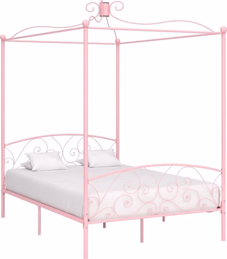 The Living Store struttura letto a baldacchino in metallo rosa 140 x 200 cm