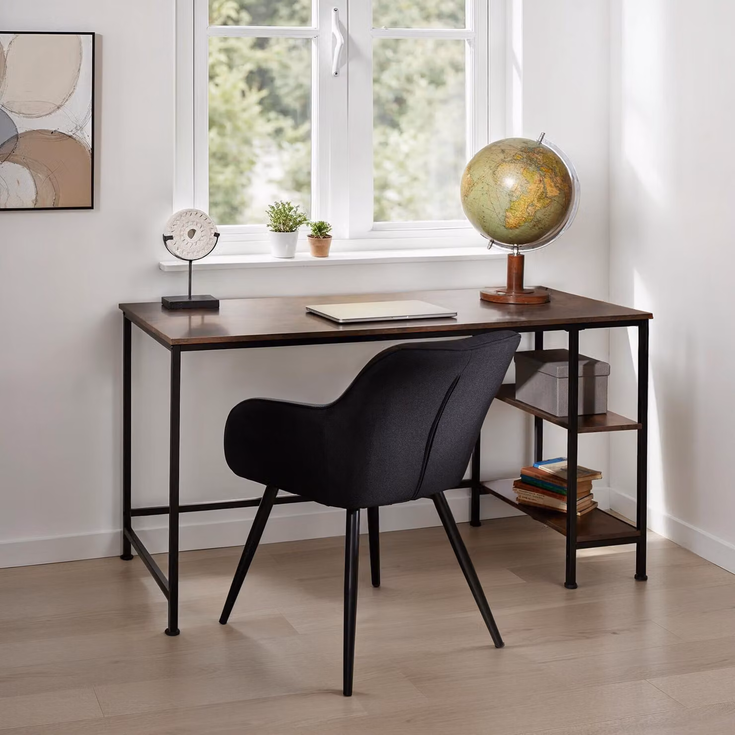 Scrivania da computer TecTake in stile industriale, colore nero e marrone, L/P/H: 140 x 60 x 76,5 cm – 2