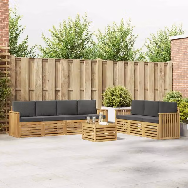 Set divani 8 pz Bianco e Antracite Poliestere 3391512