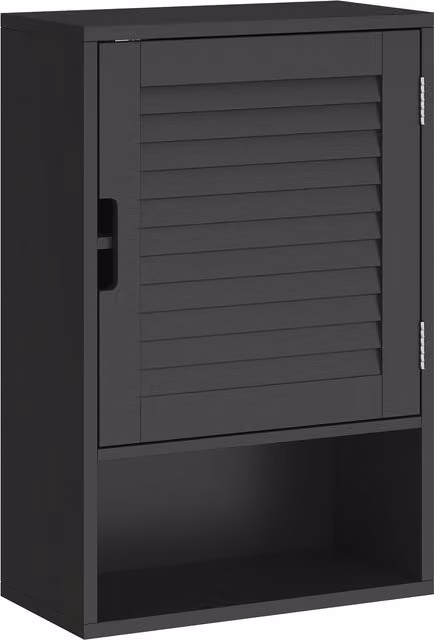 HOMCOM Armadietto Bagno a Parete con Ripiano Regolabile e Anta Ammortizzata, 40x20x60 cm, Nero   Aosom Italy